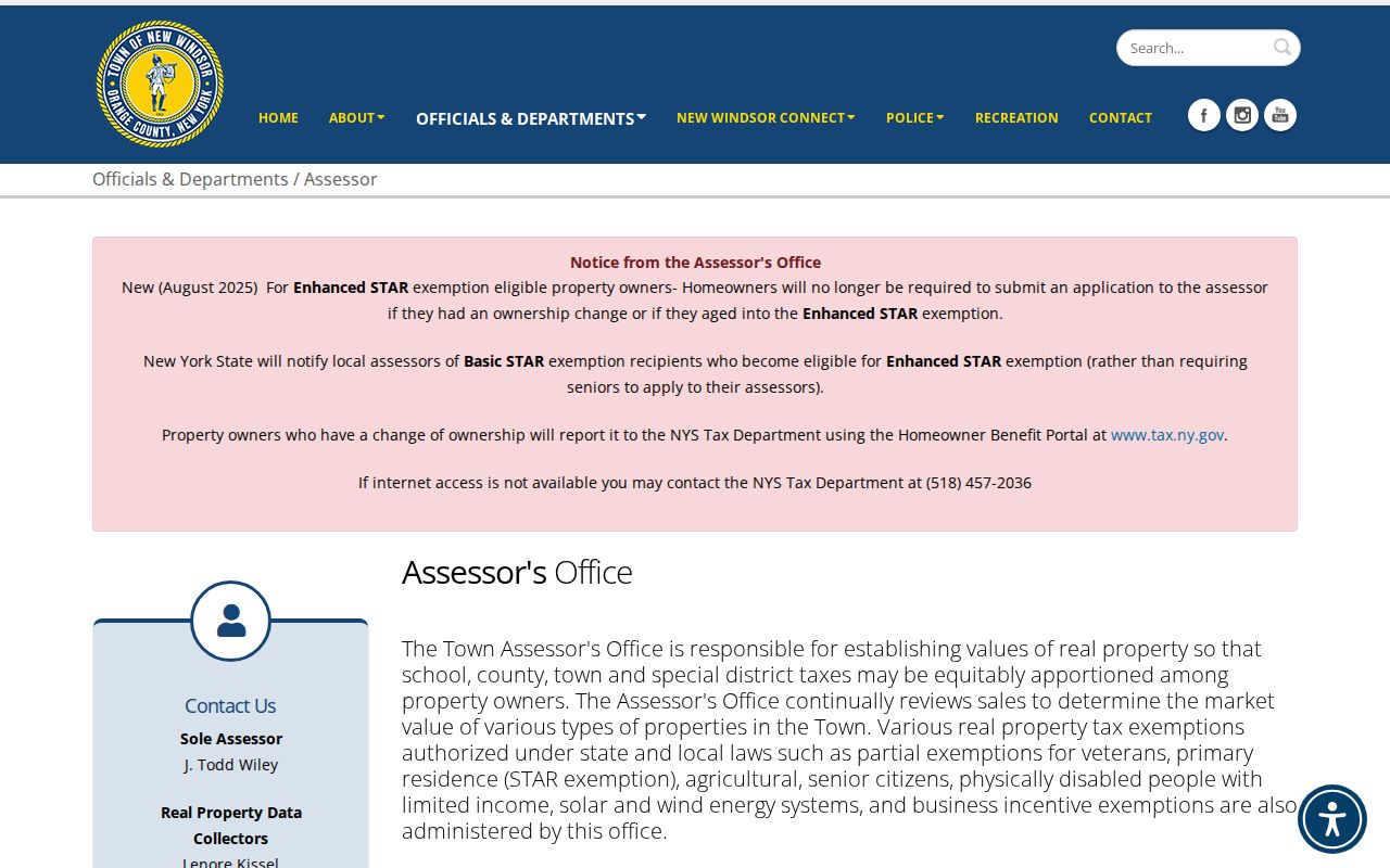 New Windsor residents directory assessor assessment-roll search