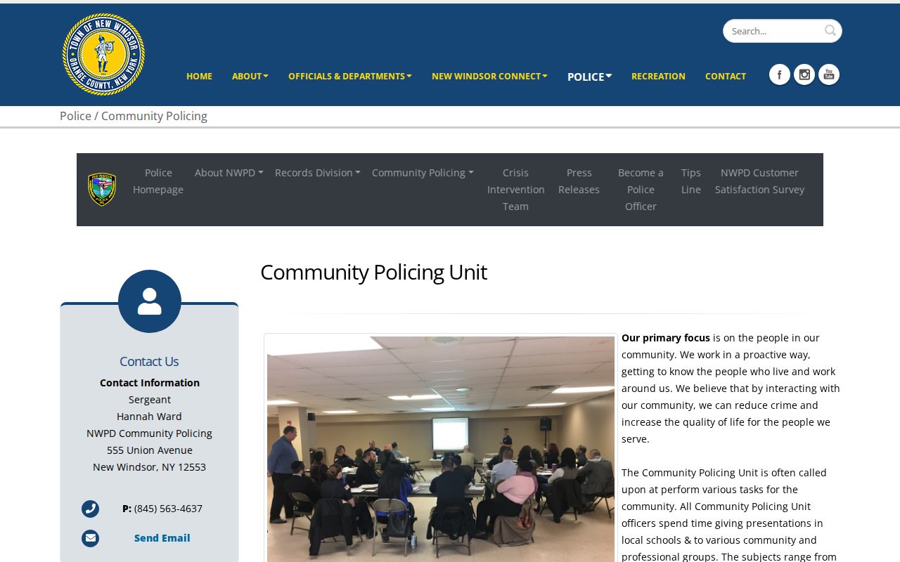 New Windsor neighbors Community Policing public safety contact