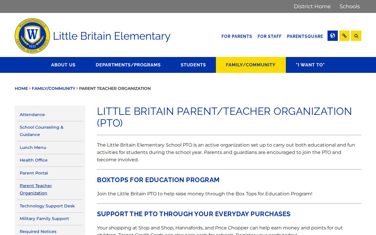 New Windsor neighbors Little Britain PTO public contact page
