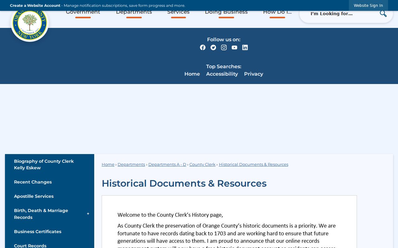 New Windsor past-resident Orange County historical deed resources