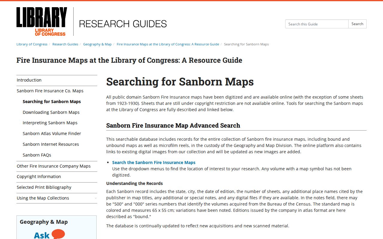New Windsor previous residents Sanborn map search guidance