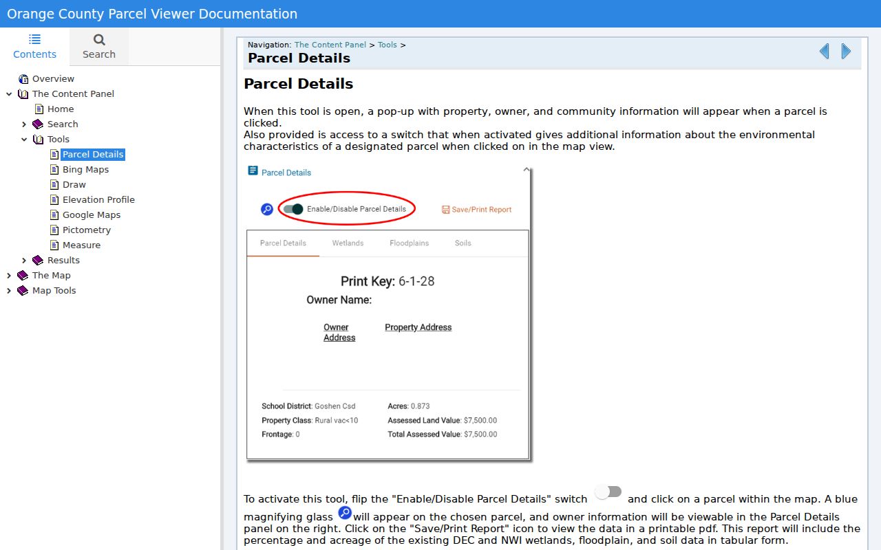 New Windsor street directory Orange GIS parcel details controls