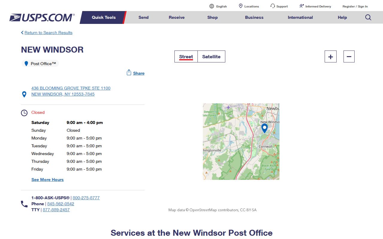 New Windsor ZIP directory USPS postal location for 12553